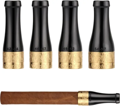 Miniatura 7 de Scotte Boquilla de cigarro para hombres y mujeres, portátil, 4 tamaños, con caja de regalo (negro y dorado)