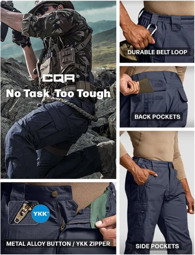 Miniatura 9 de CQR - Pantalones tácticos tipo cargo para hombre, tejido ripstop, resistentes al agua, ligeros, para uso diario, trabajo, senderismo o exteriores