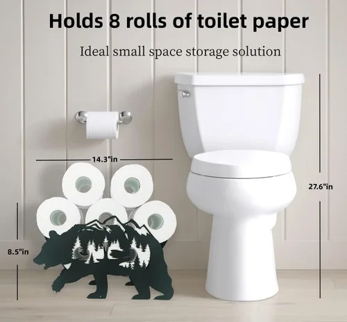Miniatura 5 de Soportes de papel de oso de metal, divertidos soportes de almacenamiento de papel de animales negros para interiores y cocina, almacenamiento