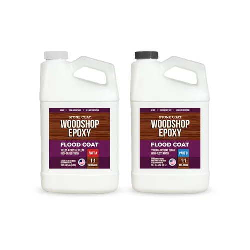 Stone Coat Woodshop - Capa de inundación epoxi de 1 galón, transparente, apta para alimentos, bajo contenido de compuestos orgánicos volátiles
