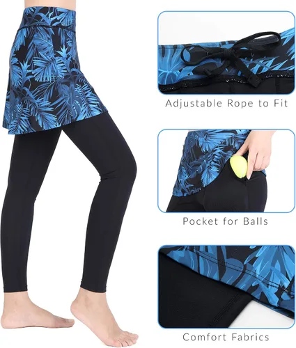 Miniatura 4 de ANIVIVO - Leggings con falda y bolsillos para mujer, diseño para yoga y tenis