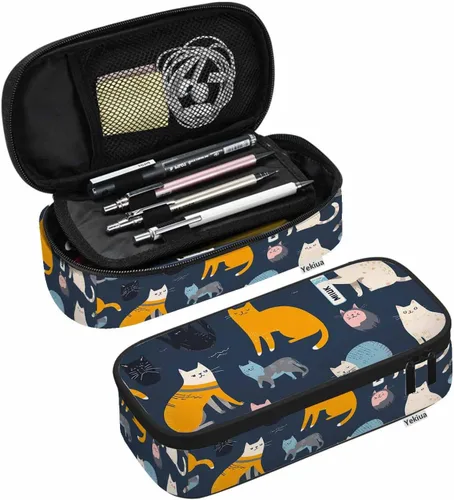 Miniatura 6 de Yekiua Estuche para lápices con notas musicales, estuche de gran capacidad para partituras musicales, estuche de lápices para oficina, universidad