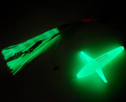 Miniatura 3 de Lobo Lures Add-a-Bird - Señuelo giratorio de arrastre con cadena de margarita, 400 libras y sacacorchos de 750 libras Resplandor verde/LUMO BULLET