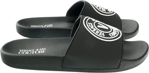 Miniatura 3 de Versace Jeans Couture Tobogán de piscina con logotipo de medallón negro para hombre
