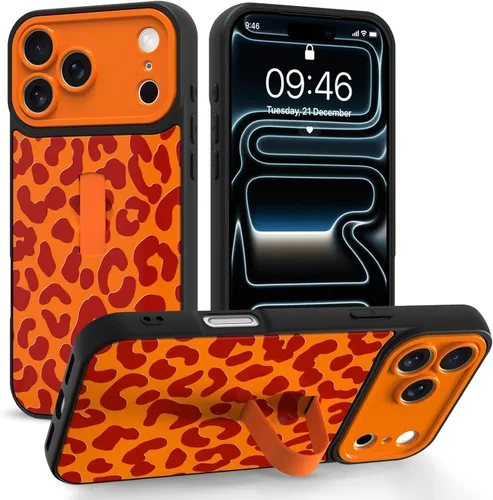Miniatura 32 de Funda compatible con iPhone 17 Pro Max con correa de mano para los dedos, funda de teléfono con estampado de leopardo y guepardo para mujeres