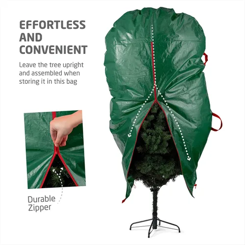 Miniatura 3 de Zober Bolsa vertical de almacenamiento para árbol de Navidad, se adapta a árbol artificial de 9 pies, bolsa para árbol de Navidad con dobladillo