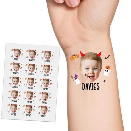 Miniatura 15 de YESCUSTOM Tatuajes temporales personalizados con foto, tatuaje facial personalizado con logotipo para adultos, parejas, mujeres, hombres, tatuajes