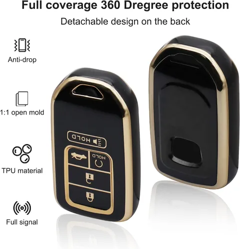 Miniatura 4 de SUNCARACCL Funda para llavero Honda con llavero de cuero, funda de TPU suave de protección completa para llave de llavero Honda Accord Civic CRV