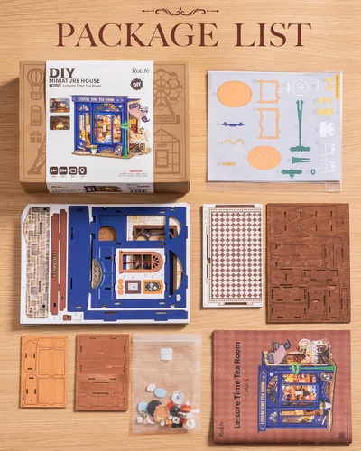 Miniatura 6 de Rolife - Kit de bricolaje de casa de muñecas en miniatura 1:18 Salón de té eduardiano con fachada abatible, kit de modelo de diorama