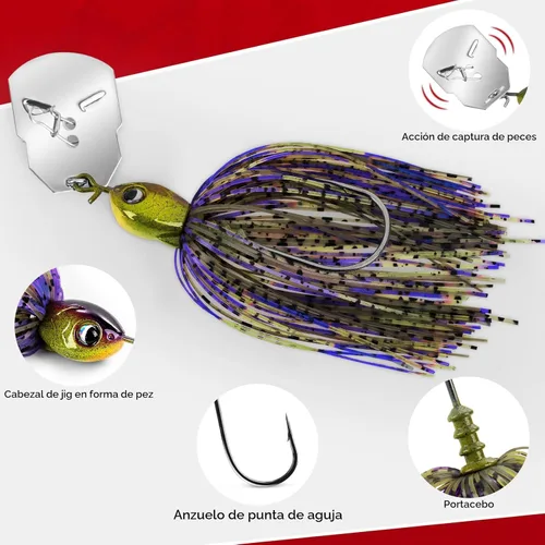 Miniatura 2 de MadBite by KastKing - Señuelos de pesca con cuchillas, kits multicolores, acción vibratoria irresistible, ganchos de punta de aguja de alambre A1