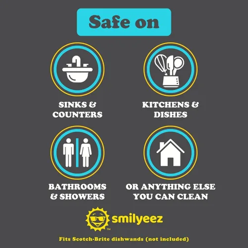Miniatura 7 de Smilyeez Recambio de esponja punteada azul sin plástico para Scotch-Brite's Dishwand Recambio de 10 unidades con adaptador