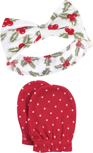 Miniatura 107 de Hudson Baby Conjunto de diadema de algodón y manoplas para rascar para bebé