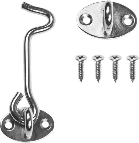 Miniatura 10 de Kare & Kind Gancho y ojo pestillo (10 cm) - con tornillos de montaje - Cerraduras resistentes para puerta, portones, graneros, baños, cabañas