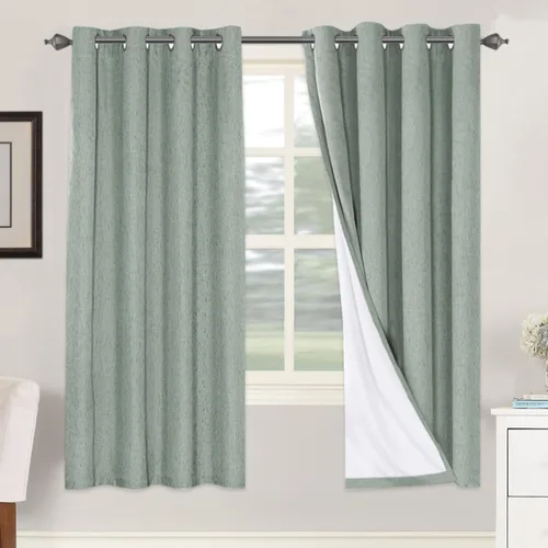 Miniatura 221 de H.VERSAILTEX Cortinas opacas de lino de 72 pulgadas de largo, 100% absolutamente opacas, con aislamiento térmico, con textura de lino, cortinas
