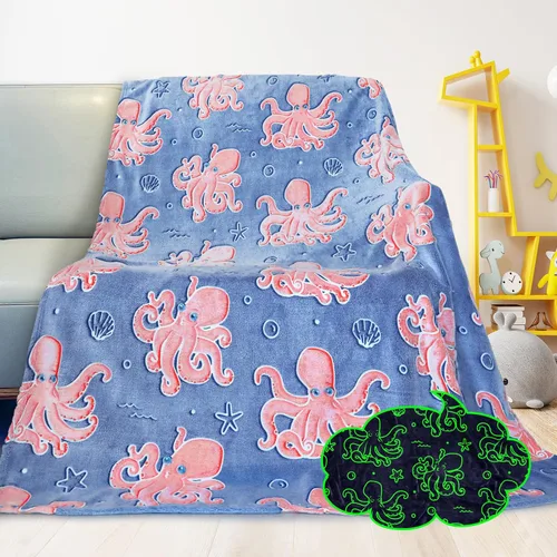 Miniatura 20 de GEULAY Axolotl - Manta de tamaño individual para cama y sofá, manta de ajolote que brilla en la oscuridad, regalos para niñas, manta de forro polar