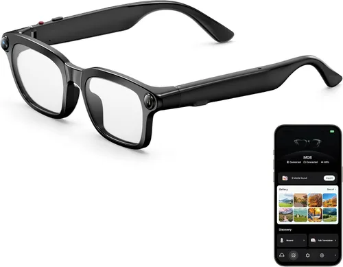 Lentes inteligentes AI con cámara de 8 MP, grabación de video de 1080P y fotos HD para hombres y mujeres, gafas Bluetooth de audio de oído abierto,