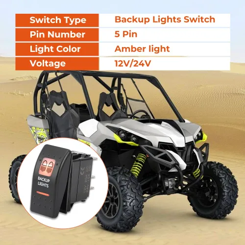 Miniatura 4 de Interruptor de luz de respaldo ámbar LED para Can-Am Commander Max 800R 2016-2017 / Defender Max HD8 2017 / Maverick 1000 2013 y más, interruptor