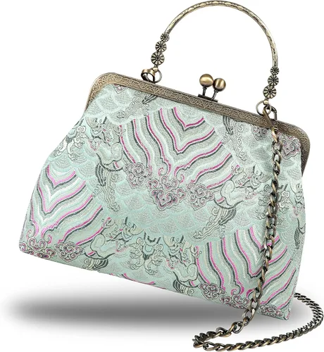 Miniatura 111 de Bolso floral con asa superior, bolso de noche Kiss Lock para mujer, bolso vintage