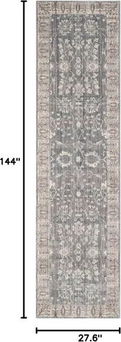 Miniatura 2 de SAFAVIEH Valencia Collection - Alfombra de pasillo de 2 pies 3 pulgadas x 12 pies, color gris y verde, diseño bohemio chic envejecido, no desprende