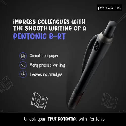 Miniatura 2 de linc Pentonic BR-T - Bolígrafo retráctil, 12 unidades, tinta negra, punta fina de 0.028 in, escritura suave para diario, oficina y escuela (PEN12120)