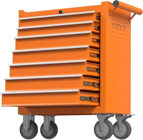 Miniatura 13 de Caja de herramientas de 7 cajones, caja de herramientas rodante con ruedas, gabinete de almacenamiento de herramientas móvil desmontable de alta