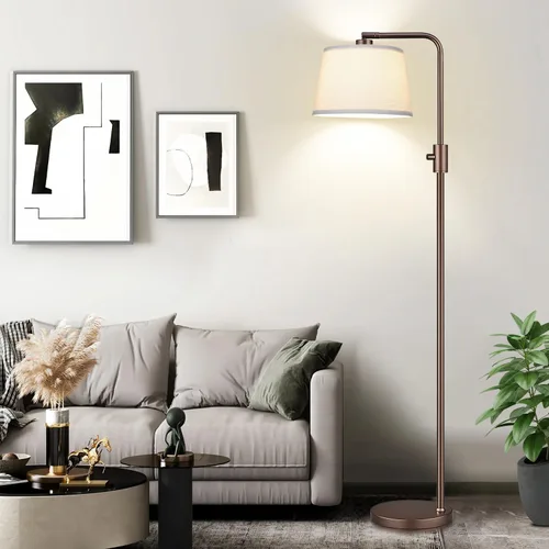 Miniatura 18 de Nintiue Lámpara de pie dorada regulable, bombilla LED Edison de 1000 lm incluida, lámparas de pie de arco para sala de estar con base de mármol