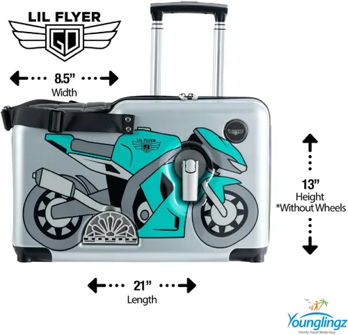 Miniatura 8 de Younglingz LIL FLYER GO 21" - Maleta de mano para niños, Motocicleta verde V2