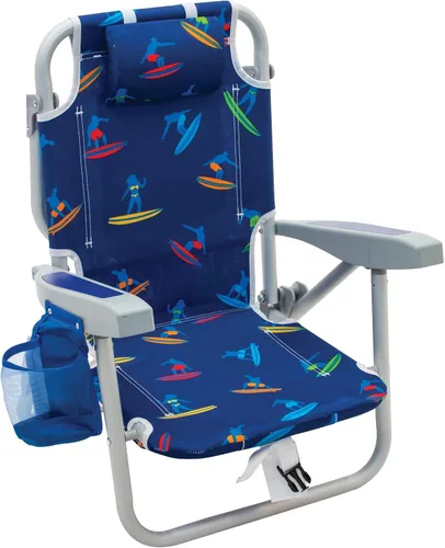 Rio Beach - Silla de playa plegable con mochila plana de 5 posiciones para niños, surfista de surf Multi color