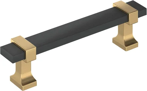 Amerock Overton - Tirador para gabinete de 96 mm de centro a centro en acabado negro mate cepillado/bronce champán, BP36681BMBCZ