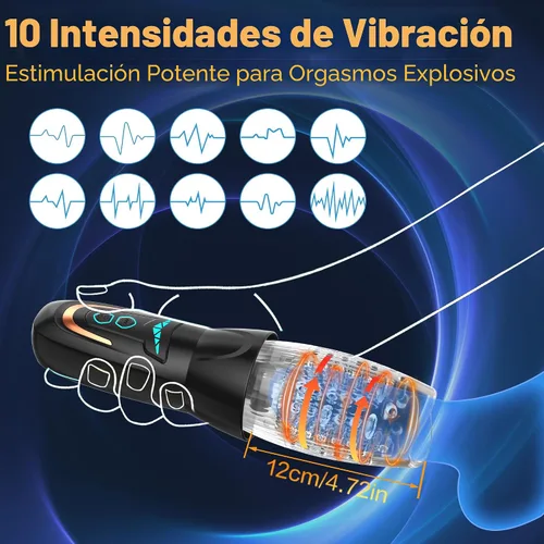 Miniatura 2 de Masturbador automático masculino juguete sexual con 10 vibraciones, 8 patrones de empuje y rotación, juguetes sexuales masculinos para hombres