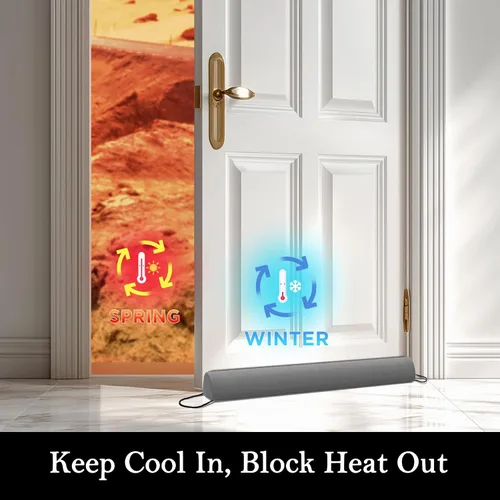 Miniatura 6 de Sunolga Tope de puerta para bloquear aire caliente y frío con cubierta extraíble lavable para parte inferior de la puerta, sello para todas