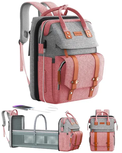 Miniatura 8 de ISMGN Mochila para pañales con cambiador, bolsa de pañales grande, bolsa de bebé, bolsa de pañales negra, negra