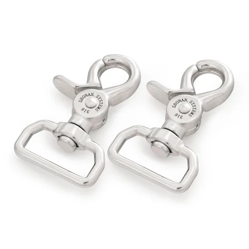 Miniatura 8 de SHONAN 2" Ganchos Pequeños de Gatillo de Resorte, Broches Giratorios de Gatillo de Acero Inoxidable Grado Marino, Paquete de 2 Clips de Tijera