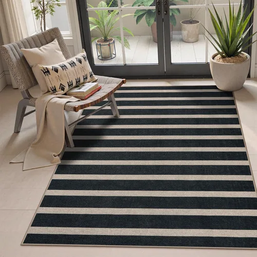 Miniatura 17 de Lahome Alfombra de yute a rayas fácil para patio al aire libre, alfombras lavables de 3 x 5 pies para entrada, porche, casa de campo, alfombra