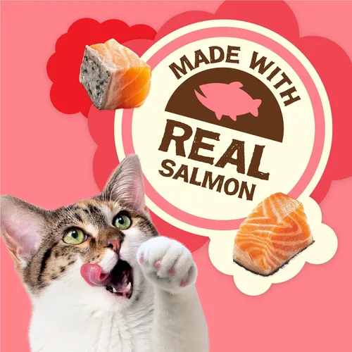 Miniatura 2 de Purina Friskies Golosinas Naturales para Gatos, Party Mix Natural Yums con Salmón Real y Vitaminas, Minerales y Nutrientes - (Paquete de 10) Bolsas
