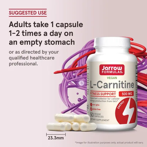 Miniatura 7 de Jarrow Formulas L-Carnitina 500 mg - Cofactor importante para la producción de energía (ATP) a partir de grasas - L-carnitina como tartrato
