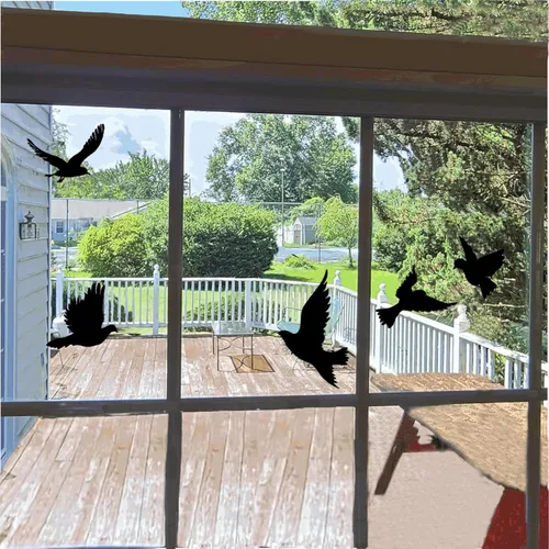 Miniatura 2 de Adhesivos para ventanas con forma de pájaro negro grande anticolisión, evita golpes de pájaros, salva, protege a los pájaros, calcomanías de ventana