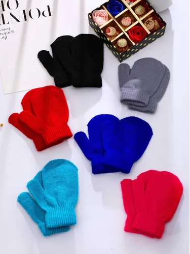 Miniatura 5 de Sumind 12 pares de guantes de punto para niños guantes elásticos cálidos de invierno guantes de guante para bebés para niños y niñas