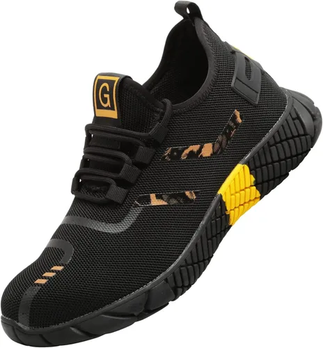 GODUNSHER Steeel Toe Zapatos de trabajo para hombres y mujeres, ligeros, cómodos, zapatos de seguridad
