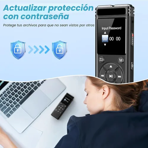 Miniatura 5 de Grabadora de voz digital de 136 GB con reproducción, dispositivo de grabación de audio de 9000 horas, grabadora activada por voz con reducción