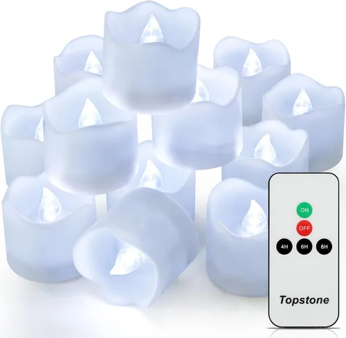 Miniatura 15 de Topstone Vela de Té LED Naranja de Halloween con Temporizador de 4/6/8 H, Control Remoto Vela Sin Llama, Velas Falsas a Batería, Vela Votiva