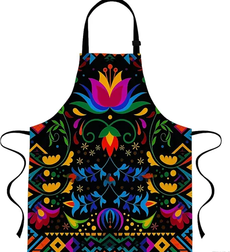 Delantal floral mexicano con 2 bolsillos, delantal ajustable para cocinar, hornear, barbacoa, pintura, regalos para mujeres y hombres