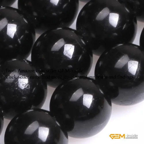 Miniatura 4 de GEM-Inside Cuentas sueltas de piedra preciosa natural de turmalina negra redonda de 6 mm, cuentas de energía para hacer joyas 38 cm