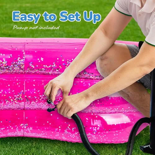 Miniatura 5 de ArtCreativity Piscina inflable brillante para niños con 3 niveles, piscina inflable transparente para niños con purpurina plateada y parte inferior