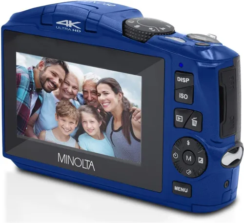 Miniatura 6 de Minolta Cámara digital de 48 MP: video 4K Ultra HD, zoom digital 16X, pantalla LCD de 3.0 pulgadas, antivibración, lapso de tiempo, detección Azul
