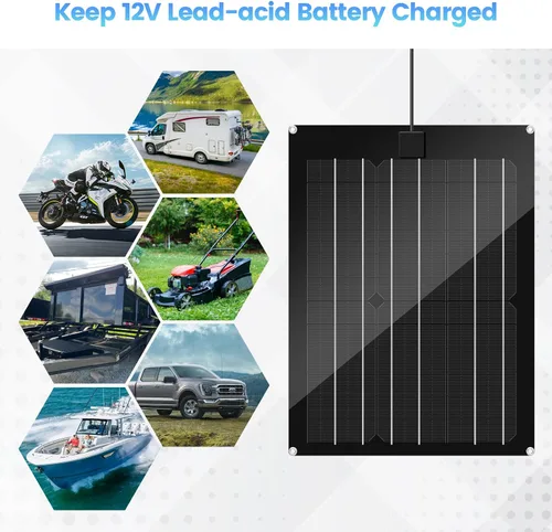 Miniatura 7 de Cargador de Batería Solar y Mantenedor, Kit de Panel Solar Zuomeng de 15W para Remolque de Volcado con Pulso de Mantenimiento Integrado