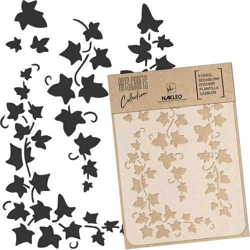 Miniatura 16 de NAKLEO Plantilla de pintura para manualidades A3 de 11.8 x 16.5 pulgadas, patrón de naturaleza de hojas de otoño, plantilla de dibujo de plástico