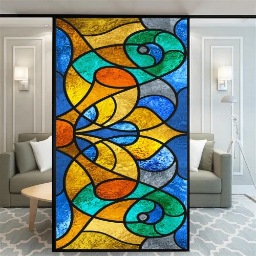Miniatura 17 de Película decorativa de privacidad esmerilada sin pegamento para ventana, hermoso patrón de playa, puerta de vidrio, ventana, calcomanías