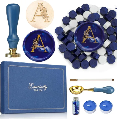 Miniatura 37 de SWANGSA Kit de Sello de Cera con Inicial del Alfabeto H, Sello de Sellado de Letras con Hojas Botánicas Elegantes Vintage con Perlas de Cera