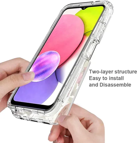 Miniatura 4 de Funda para Galaxy A03S/Samsung A03S A037U con protector de pantalla de vidrio templado, cuerpo completo, a prueba de golpes, lindo patrón floral